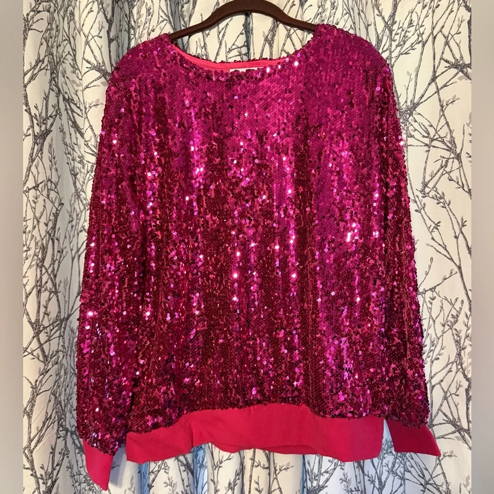 Jess Lea Sparkling Fuchsia Sequin Women's Top - Size Large - Picture 1 of 4